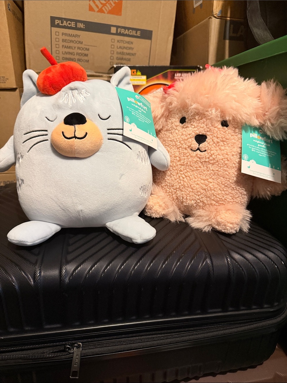 Pillowy Pets Plush Cat & Dog Set - Light Gray Cat & Peach Dog